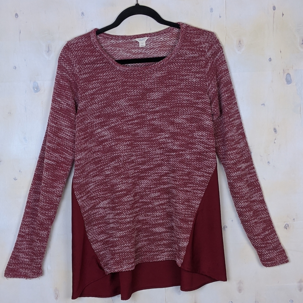 Lucky Brand burgundy sweater chiffon back L